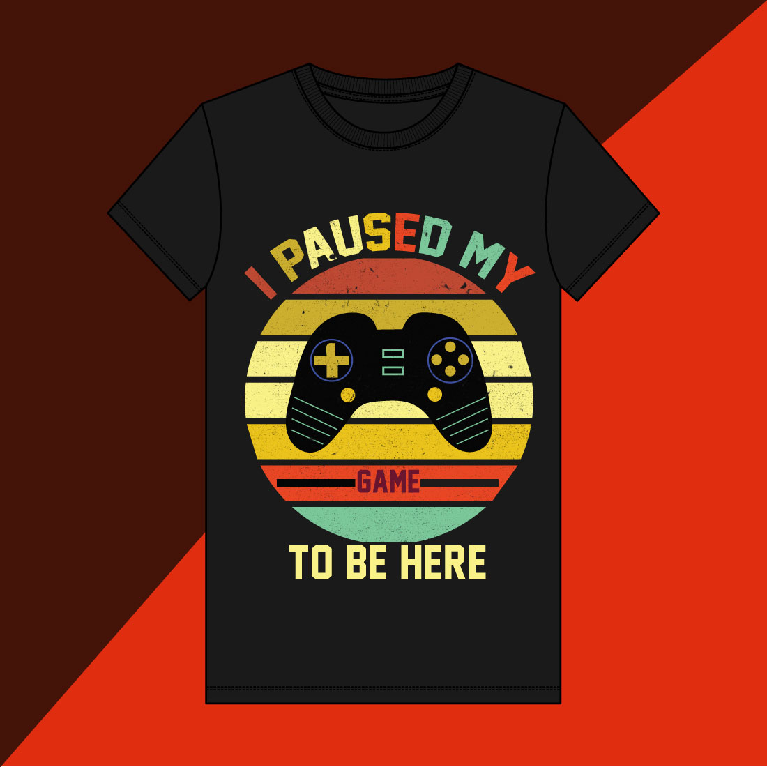 Gaming Vintage T-shirt Design preview image.