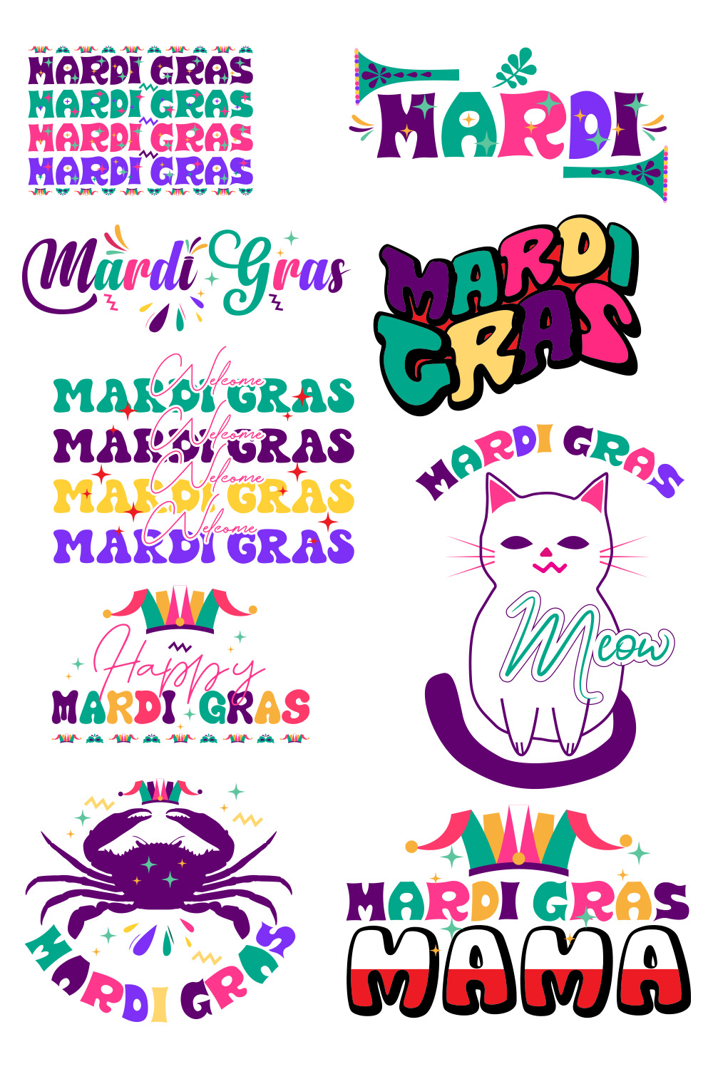 Funny Mardi Gras Sublimation Bundle pinterest image.