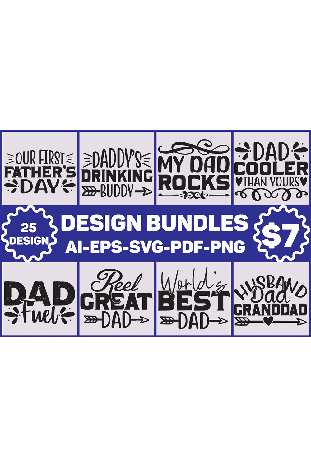 Dad SVG Designs Bundle pinterest image.
