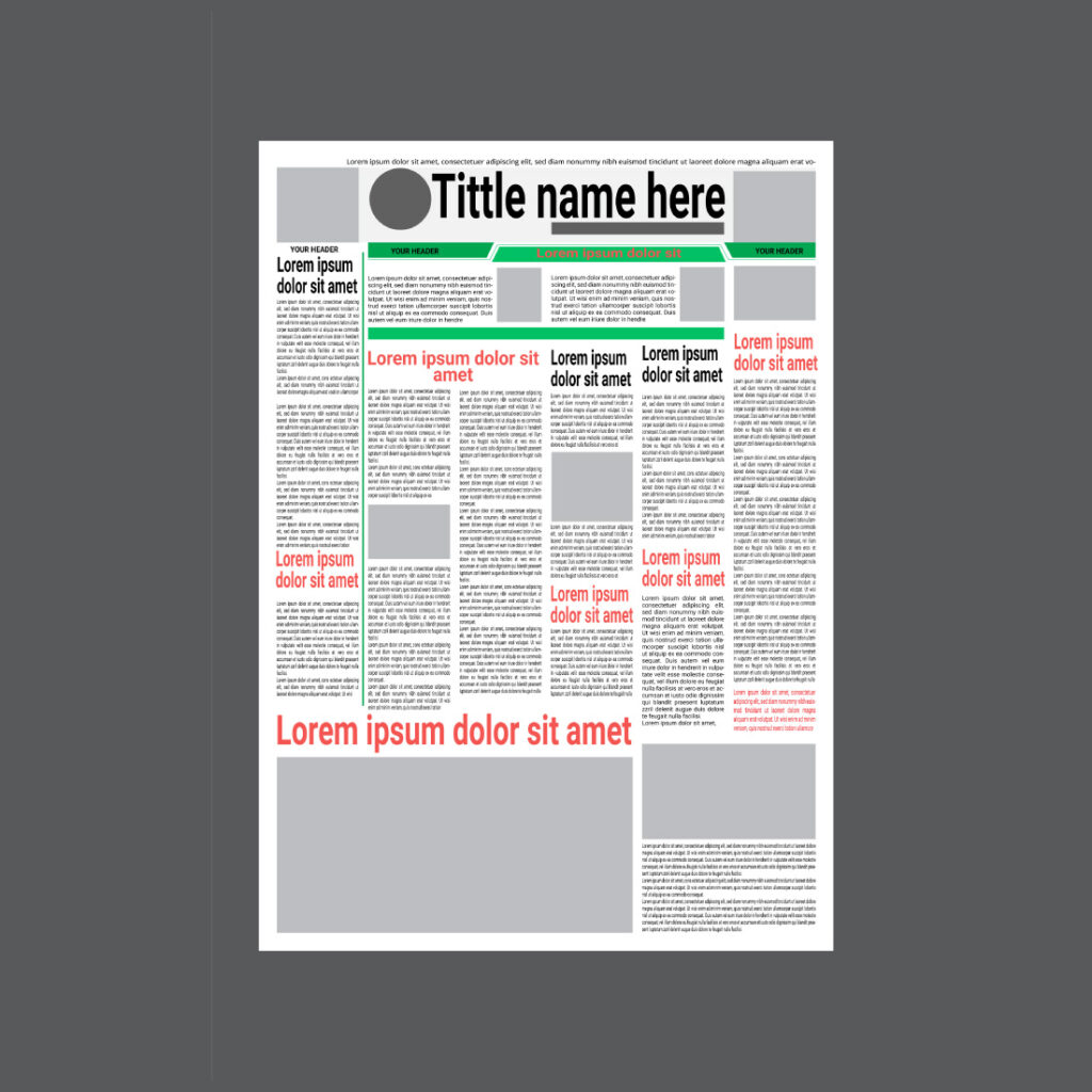 Newspaper column. Printed sheet of news paper with article text and ...