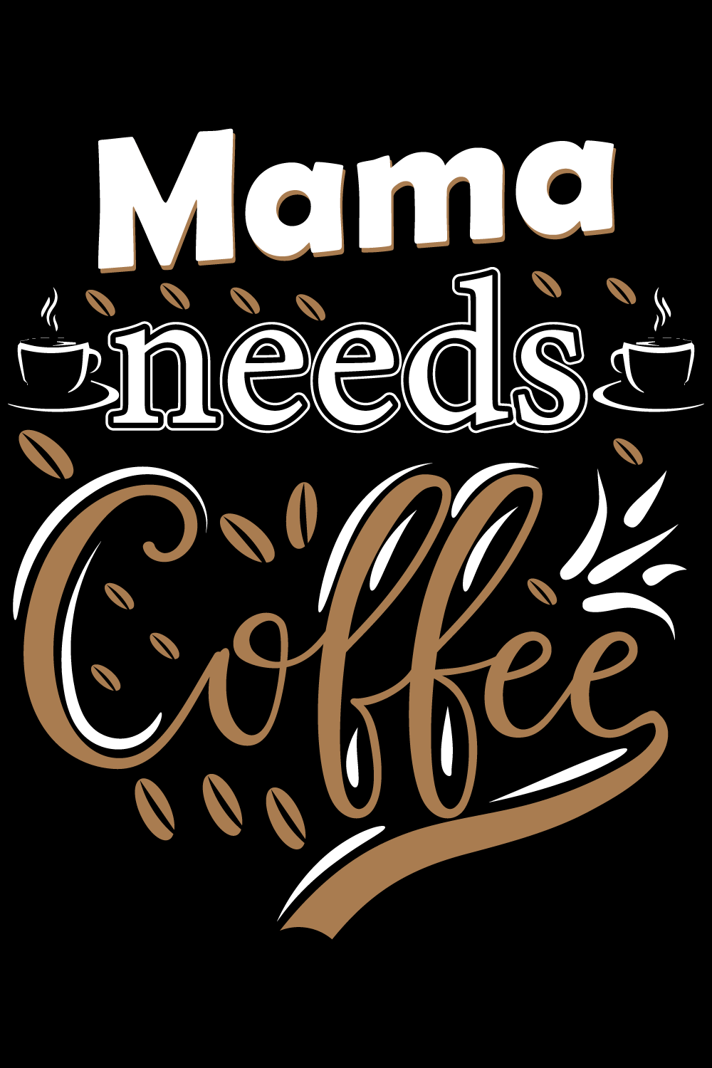 Mama Needs Coffee T-shirt Design pinterest image.