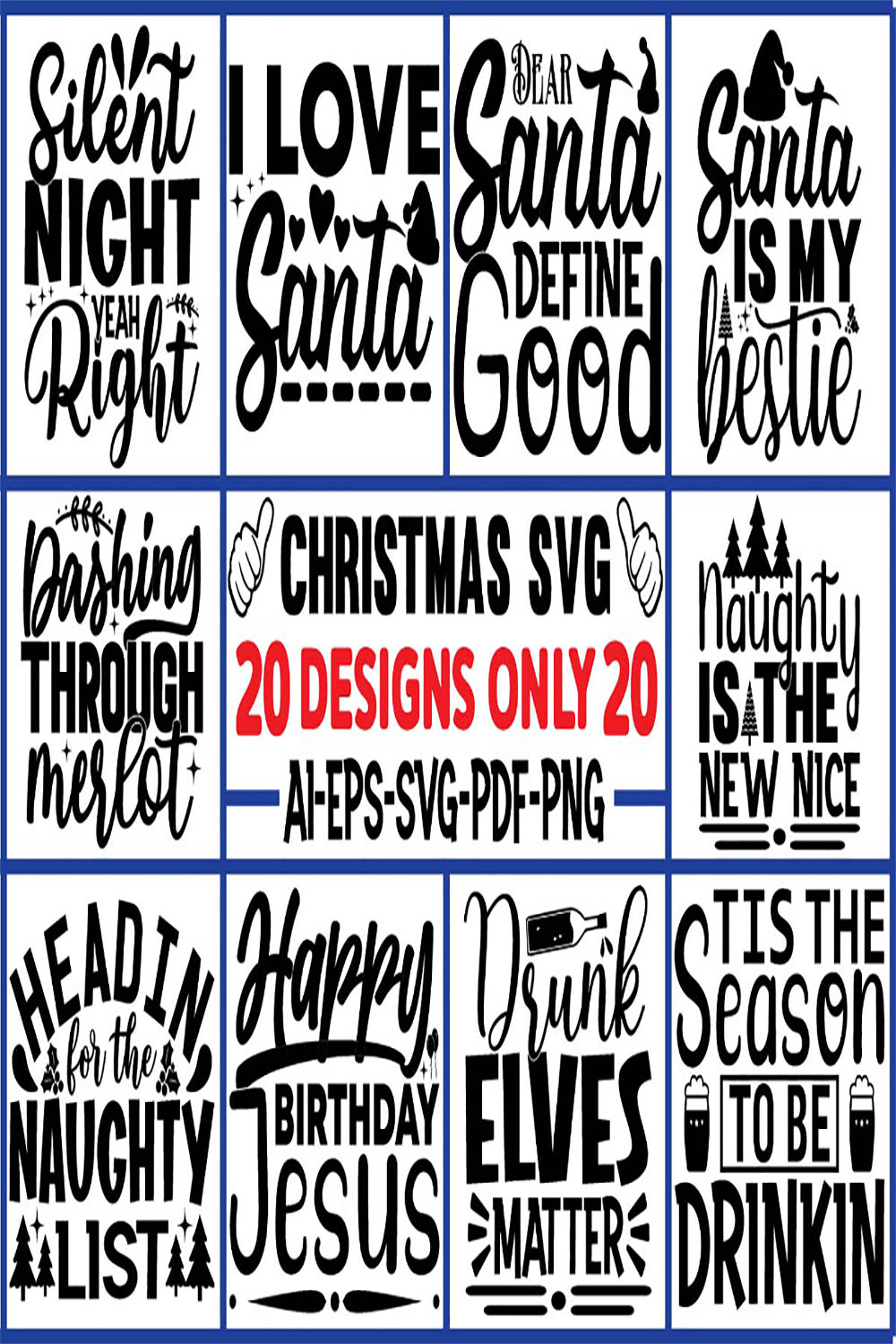 Christmas SVG Designs Bundle pinterest preview image.