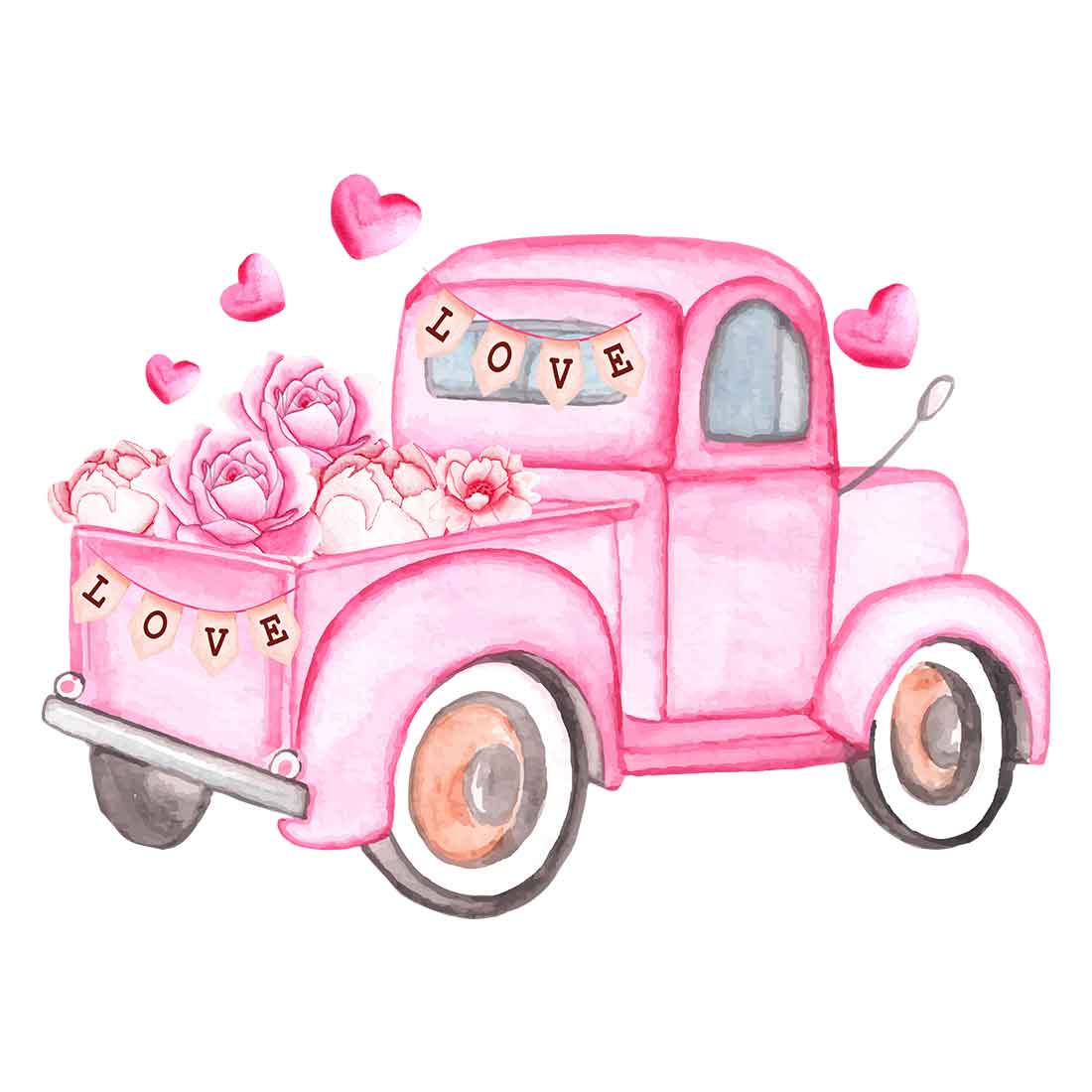 Charming image of a pink truck