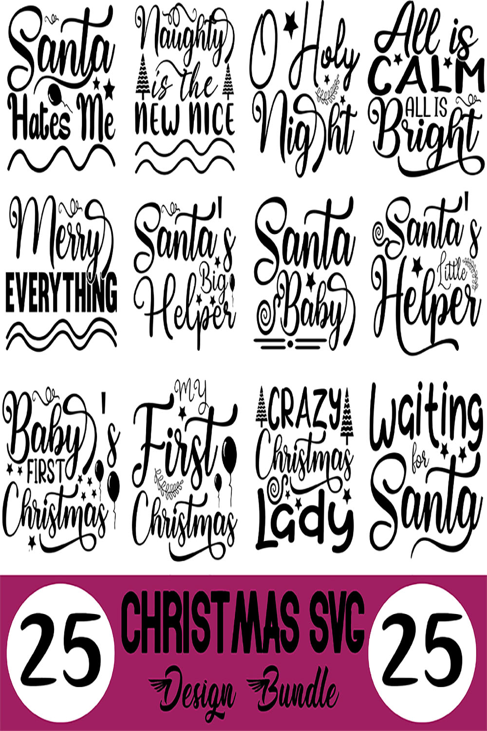 Christmas SVG Designs Bundle pinterest preview image.