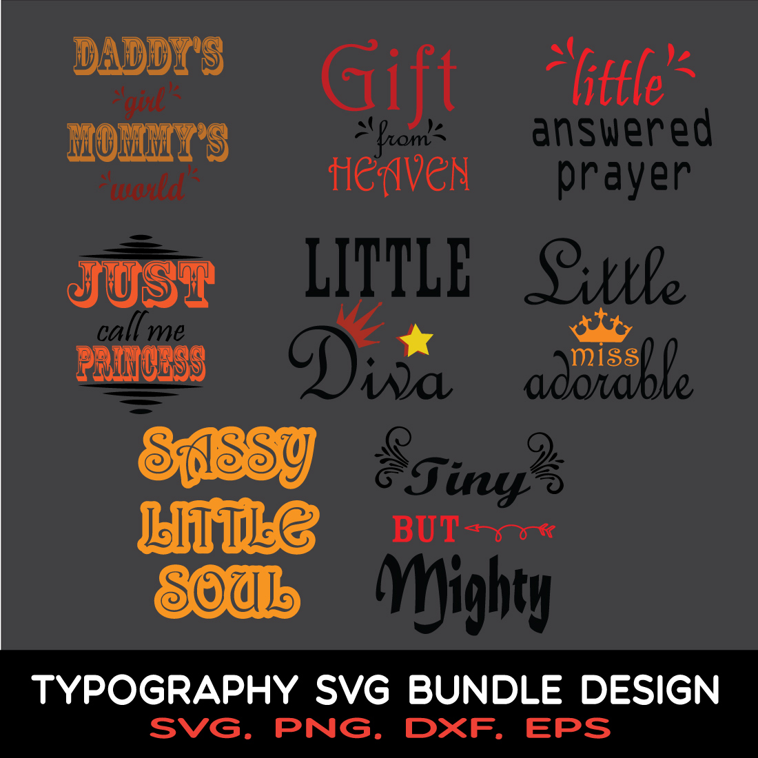Typography T-shirt Bundle Design cover image.