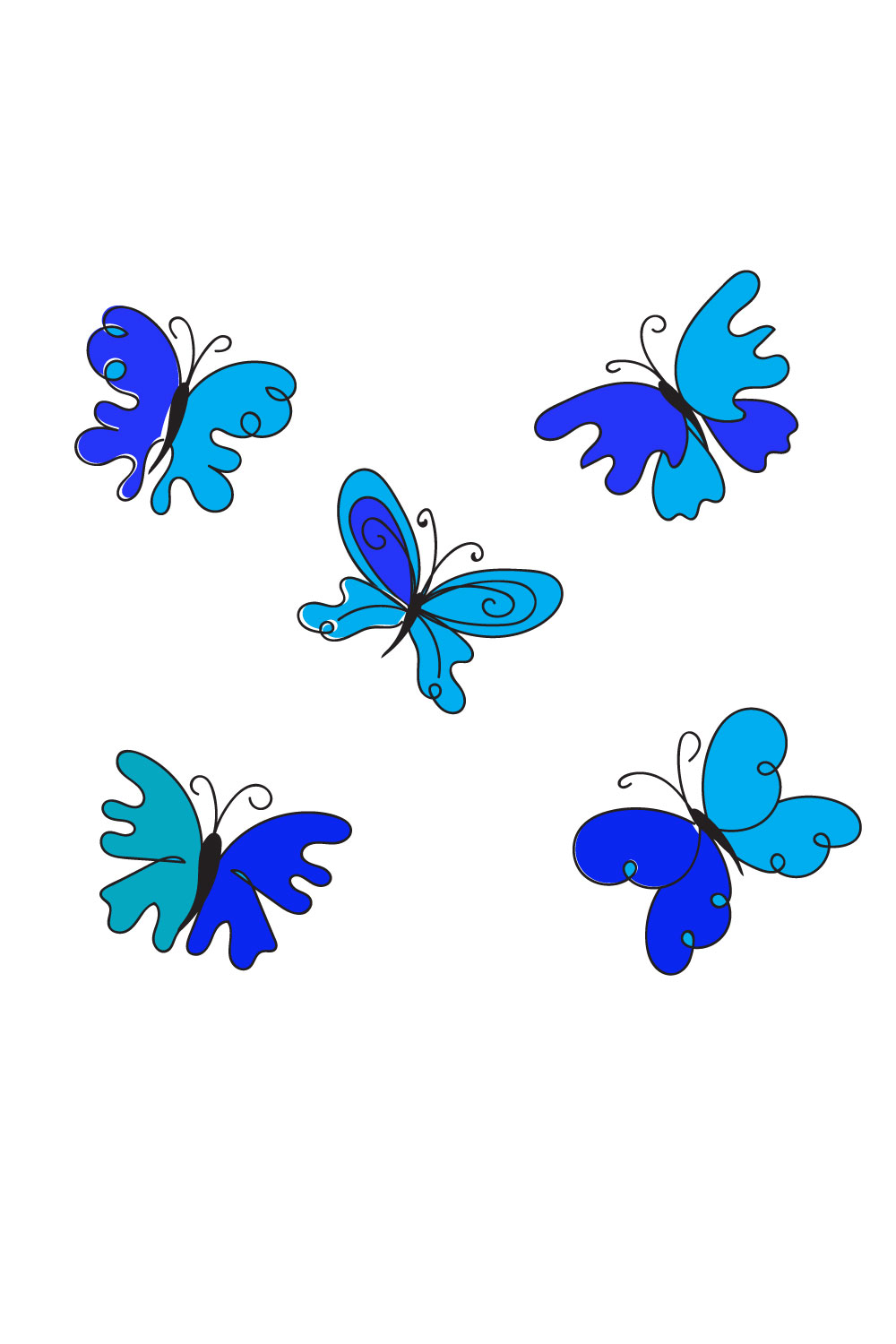 Butterfly line art bundle pinterest preview image.
