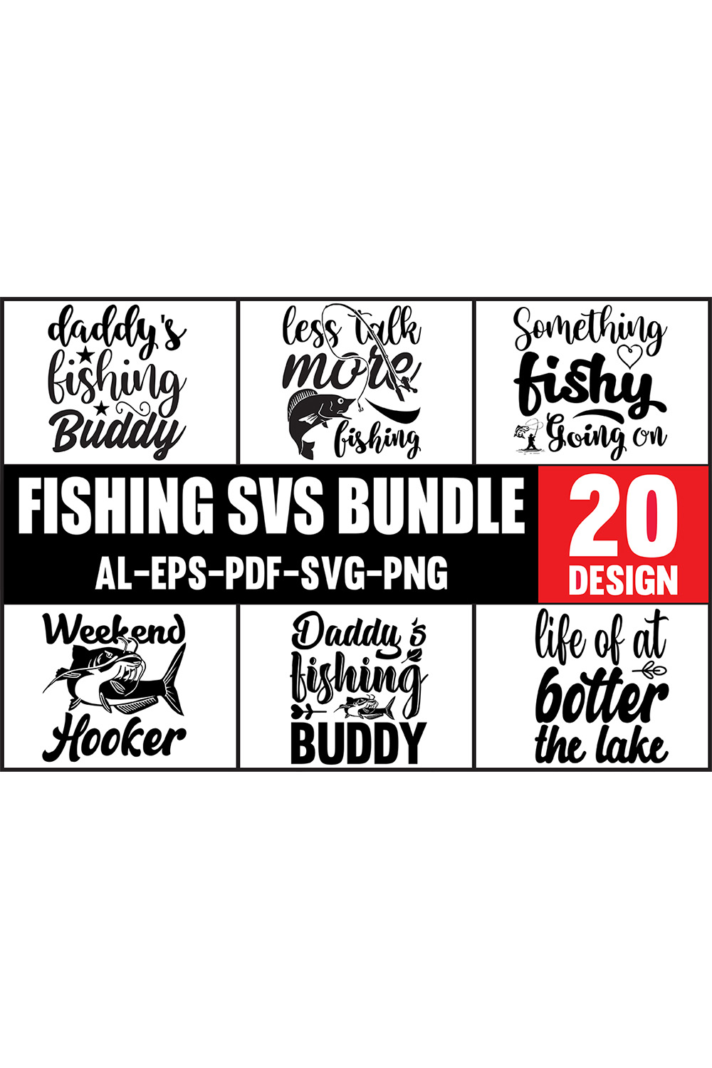 Fishing SVG Designs Bundle - Pinterest.