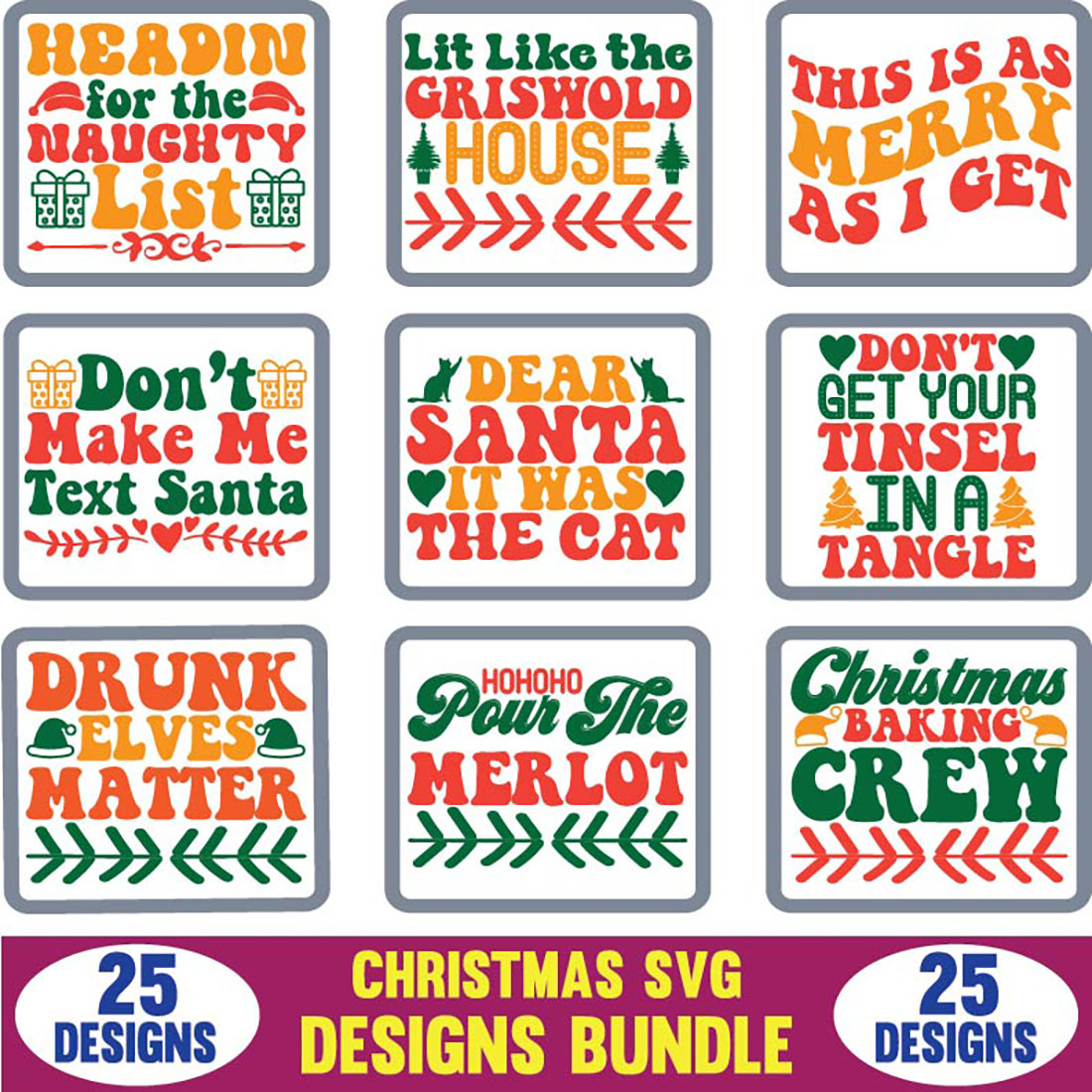 Christmas SVG Designs Bundle image preview.