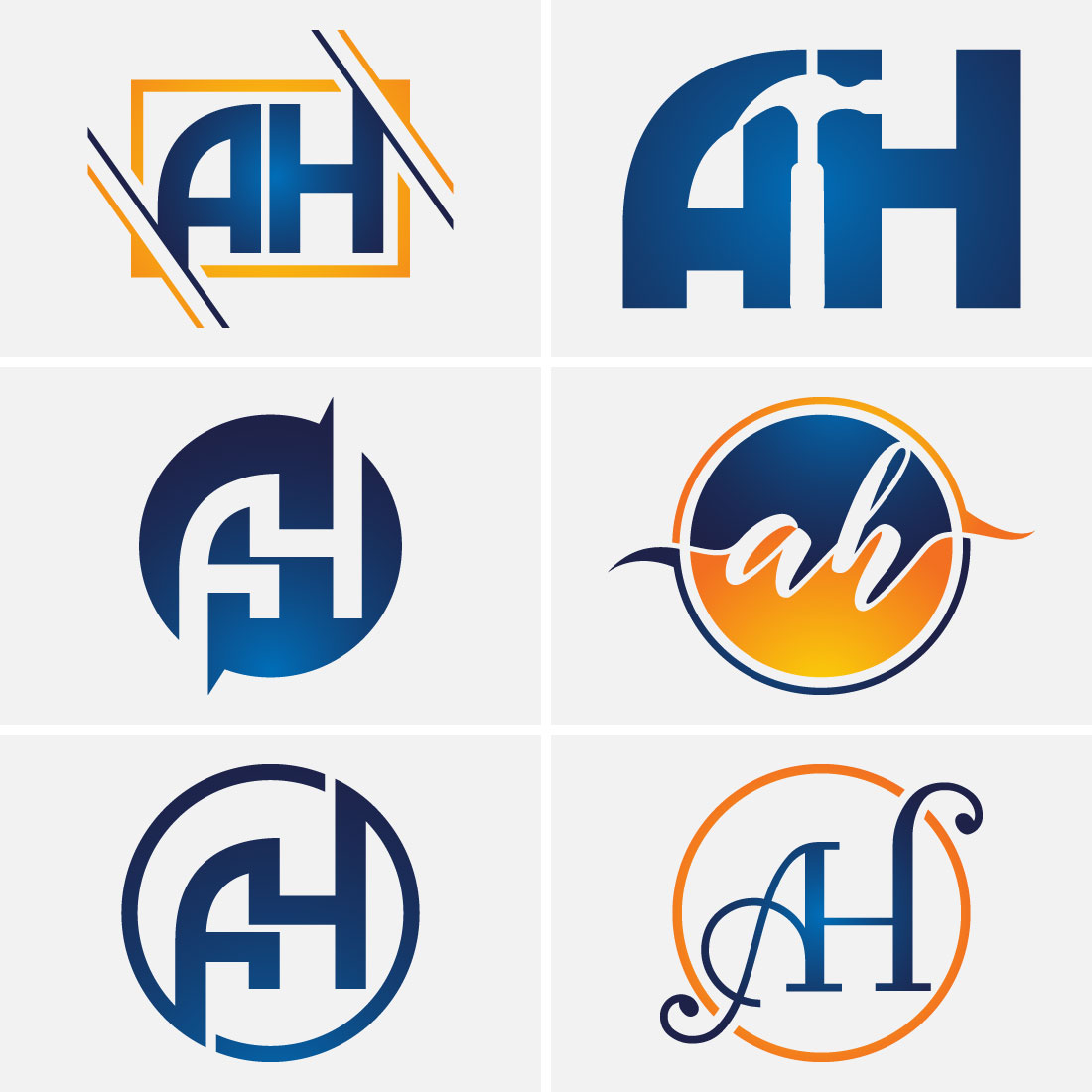 A-H Initial Letter Logo Design image preview.