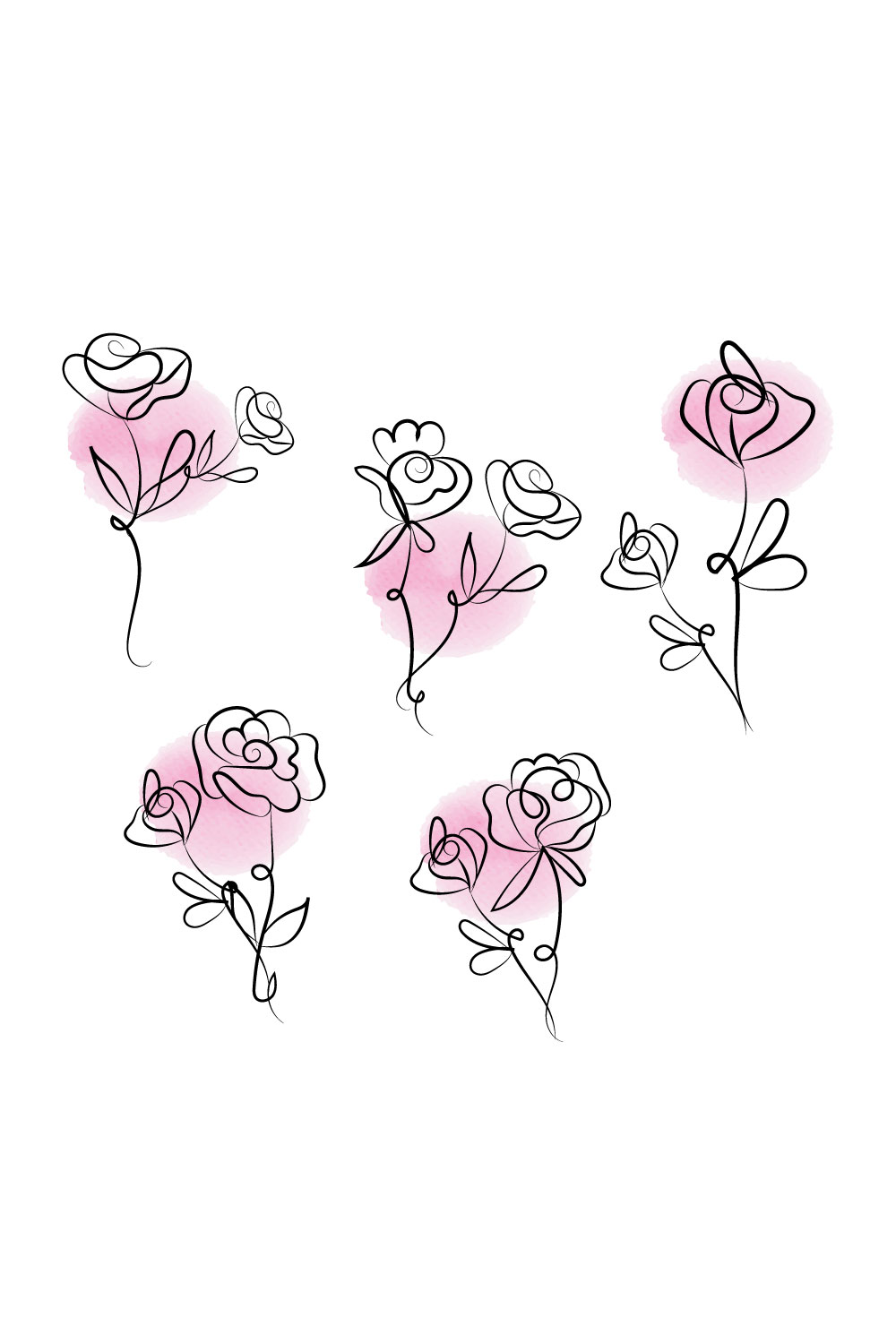 Rose watercolor svg bundle pinterest preview image.