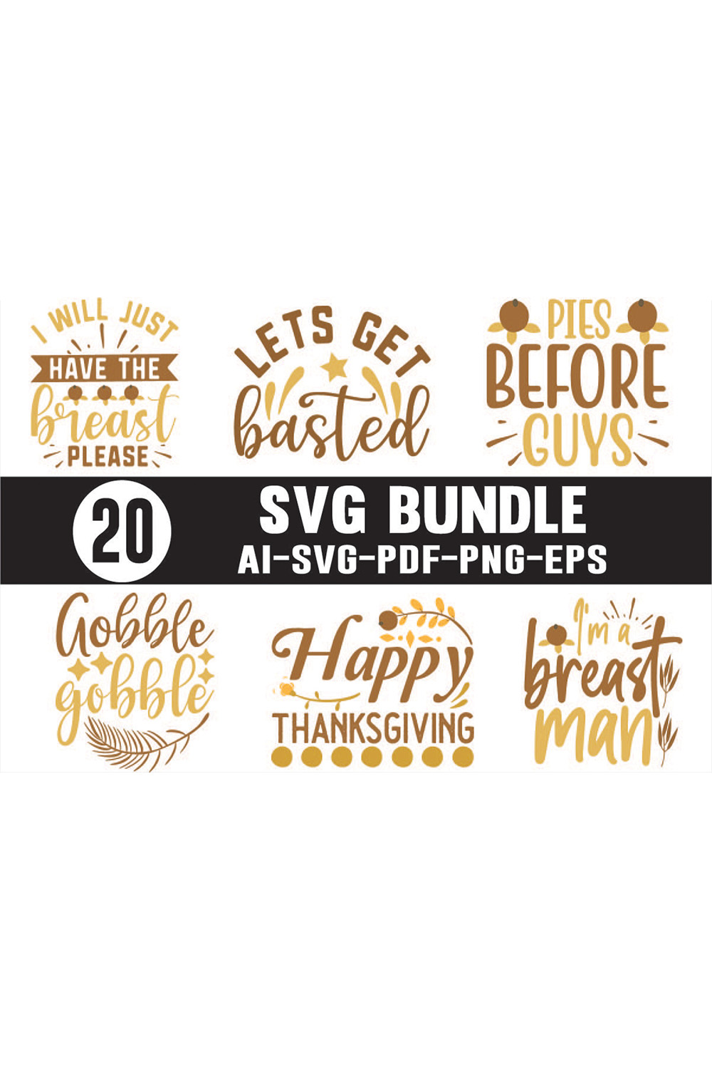Thanksgiving SVG Design Bundle pinterest preview image.