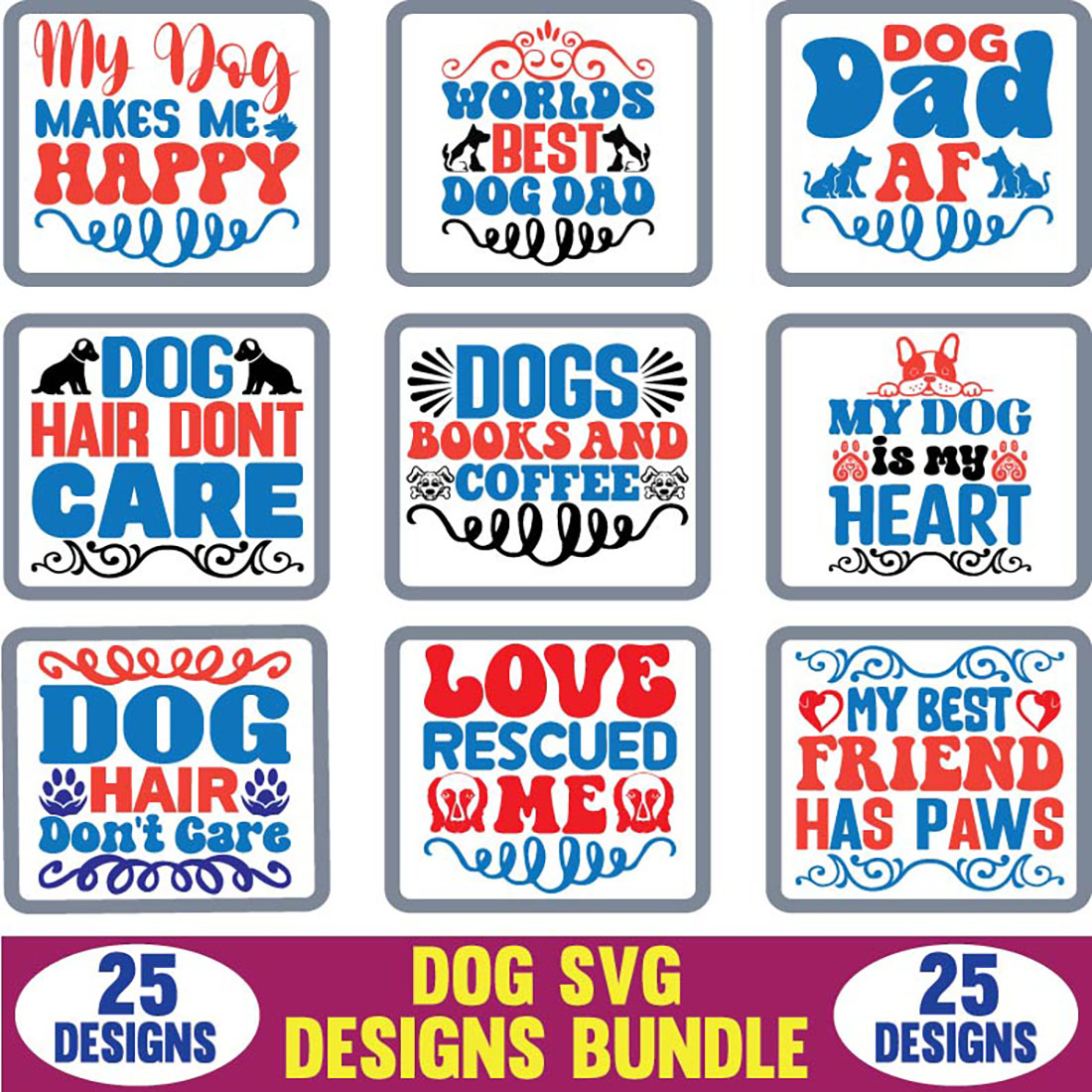 Dog svg designs bundle.