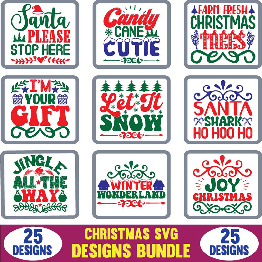 Christmas SVG Designs Bundle Cover.