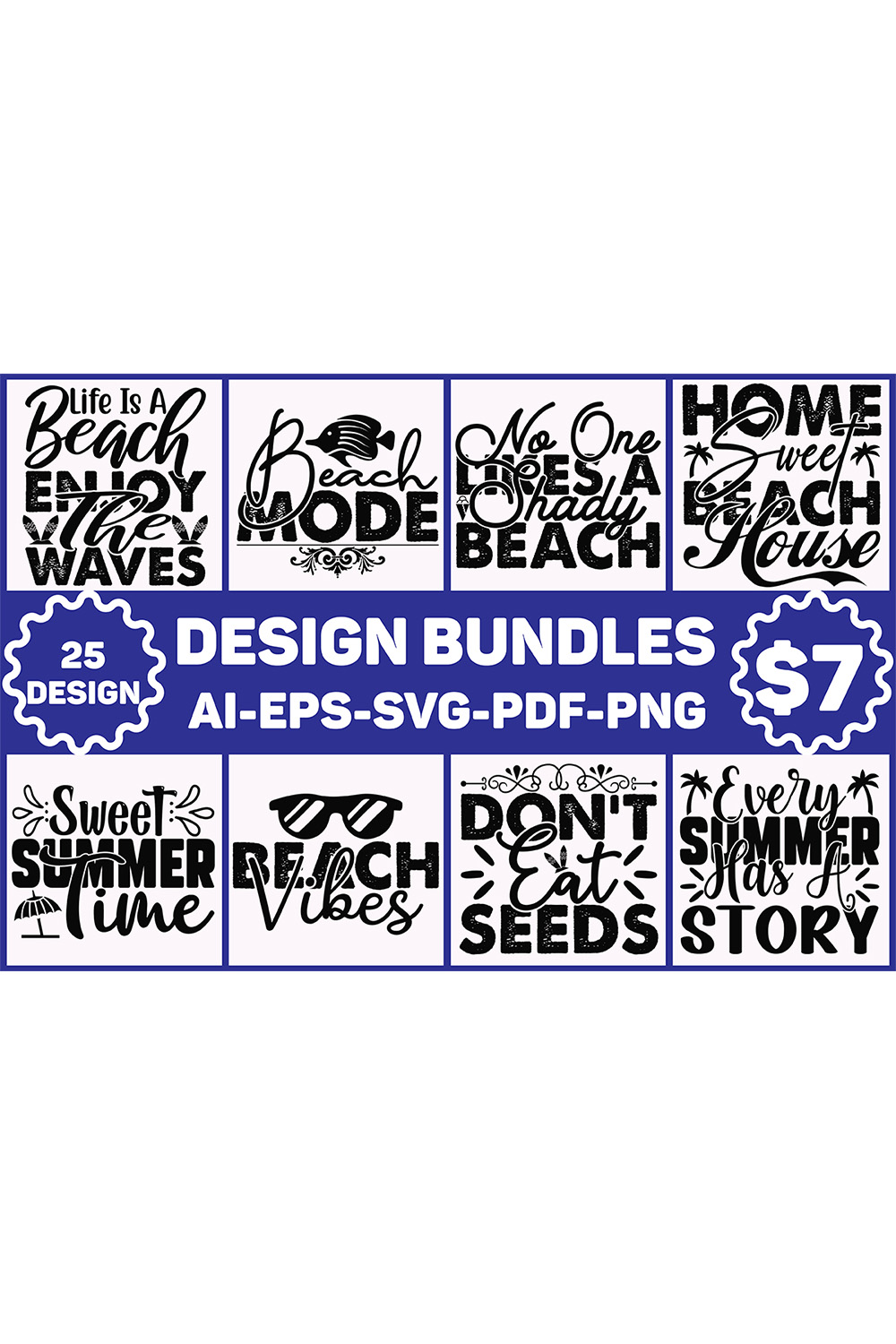 Summer Beach SVG Design Bundle pinterest image.