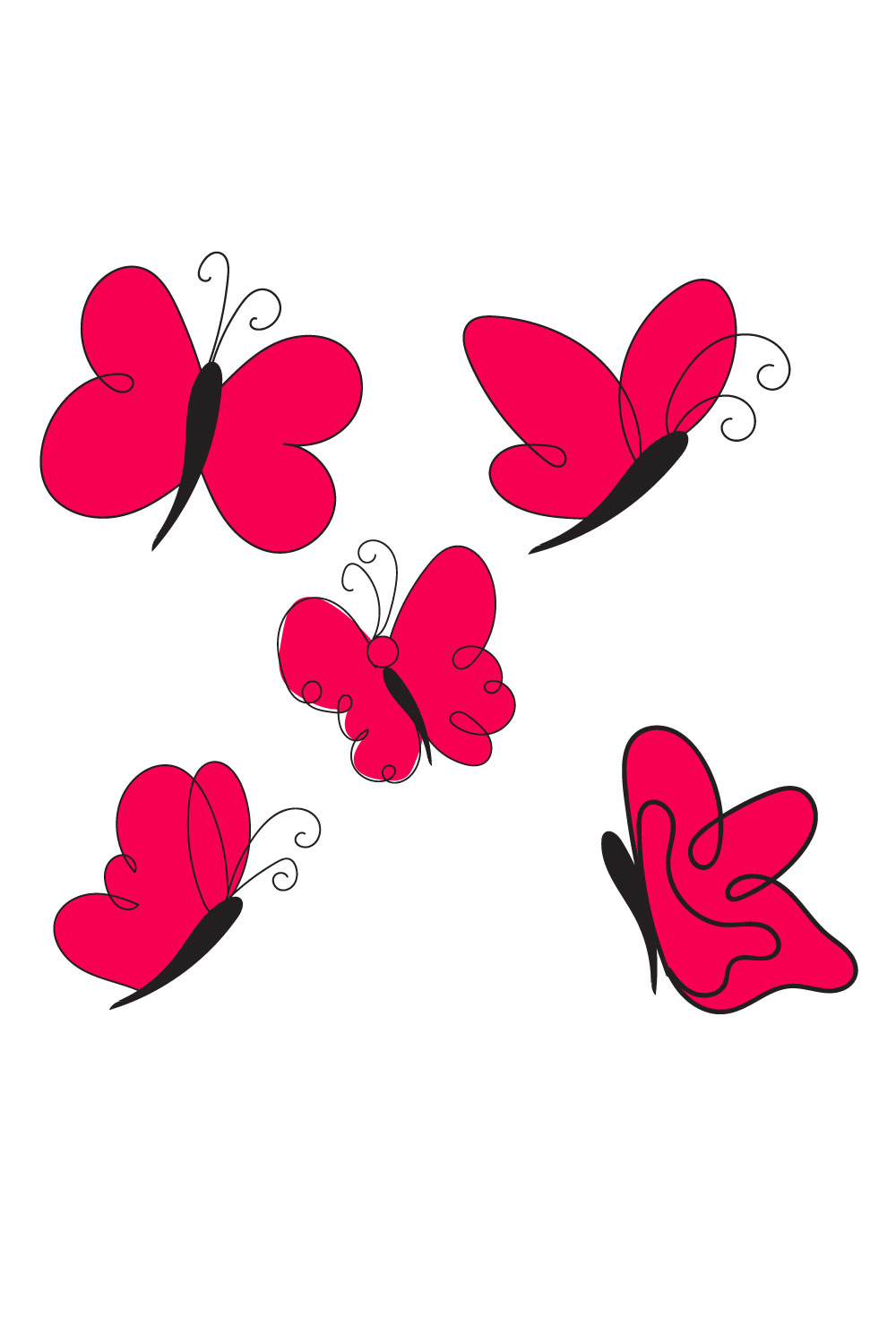 Group of red butterflies flying through the air.