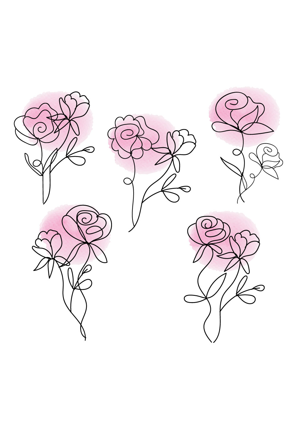 Rose watercolor svg bundle pinterest preview image.