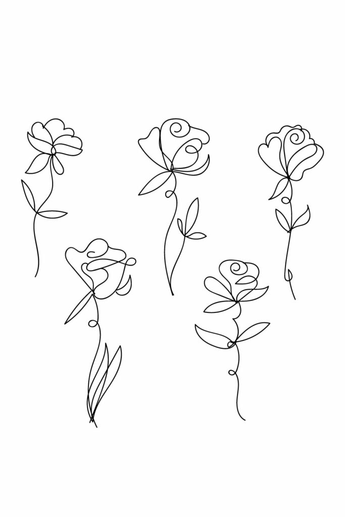 Line Art Rose SVG Bundle - MasterBundles