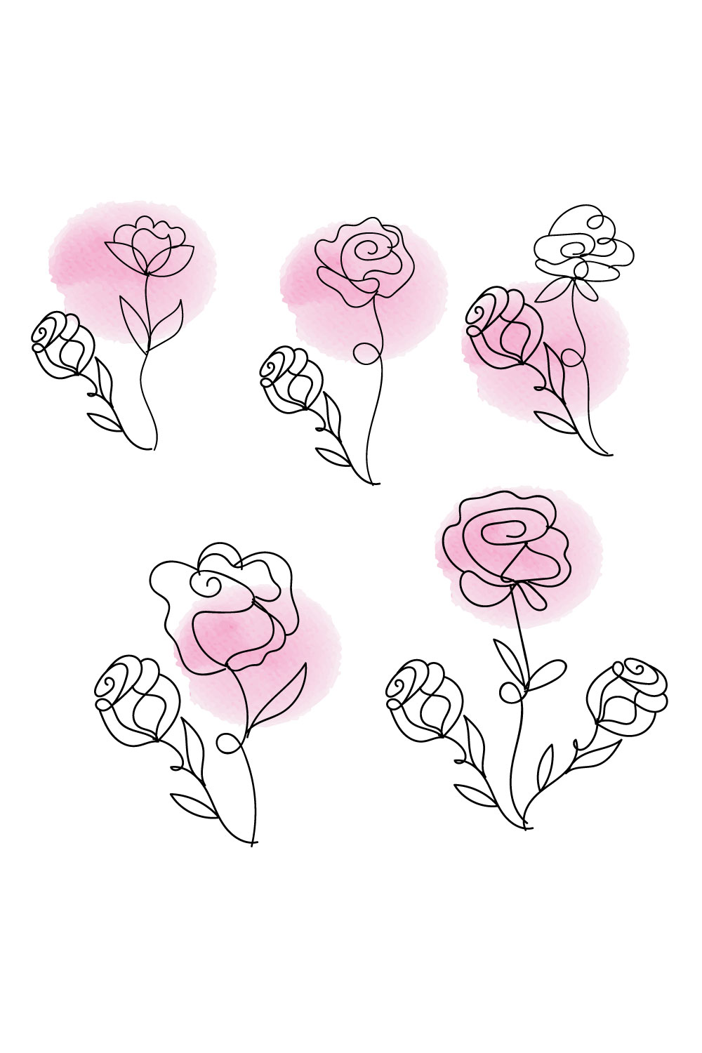 Watercolor rose pinterest preview image.