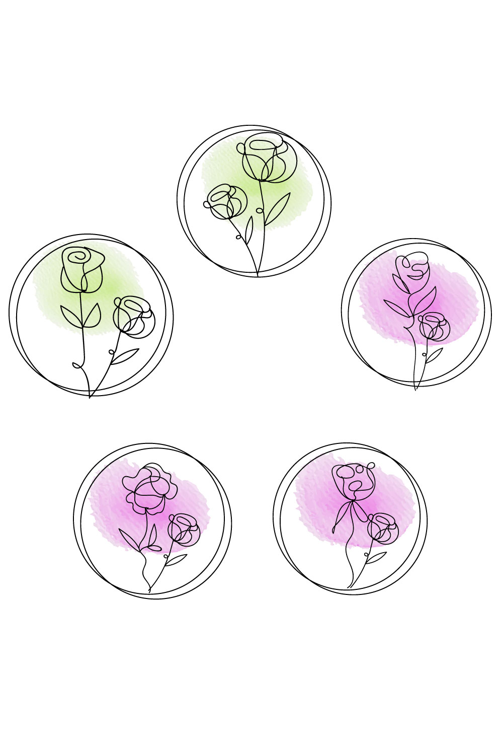 Rose watercolor svg bundle pinterest preview image.