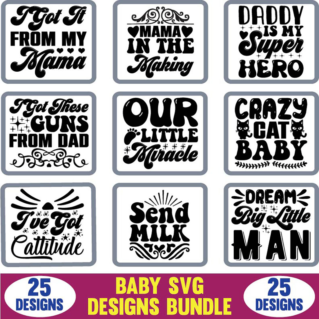 Baby SVG Designs Bundle main cover.