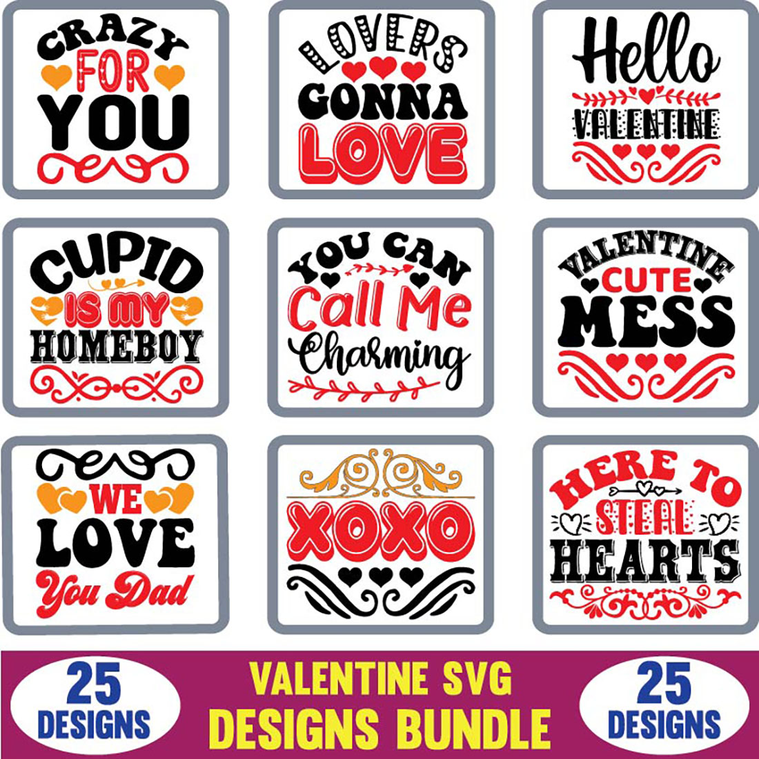 Valentine T-shirt SVG Designs Bundle image cover.