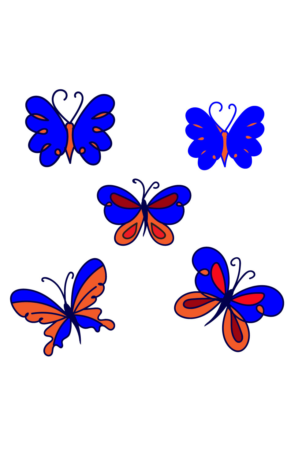 Blue and Red Butterfly Line Art Bundle - Pinterest.