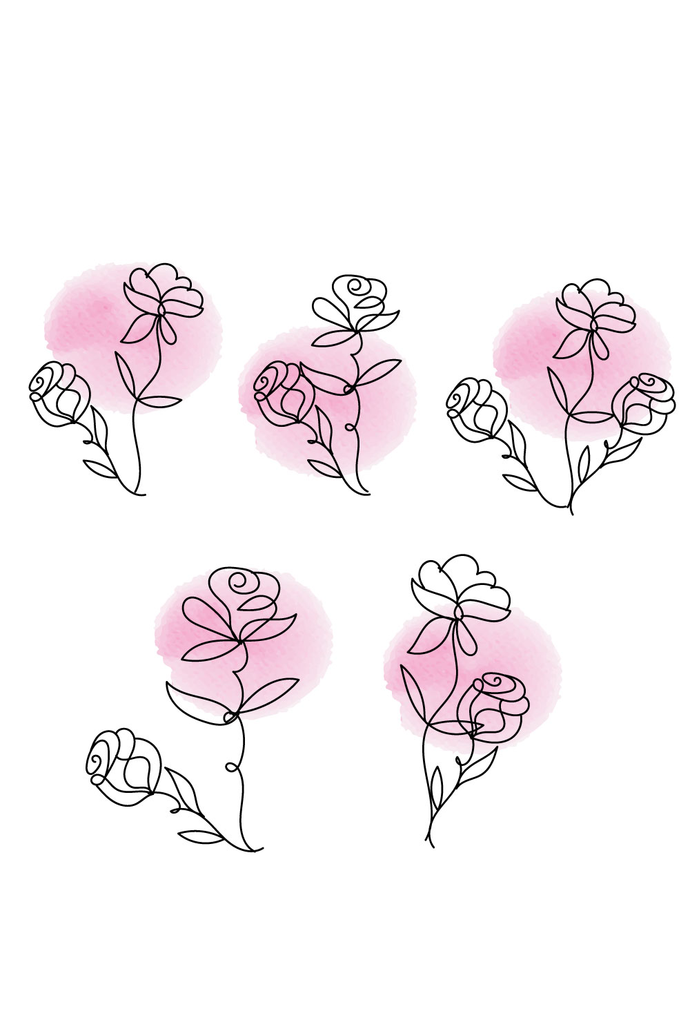 Watercolor rose svg bundle pinterest preview image.