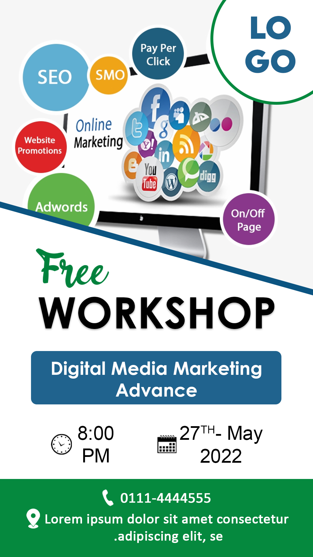 Digital Marketing workshop Facebook Banner preview image.