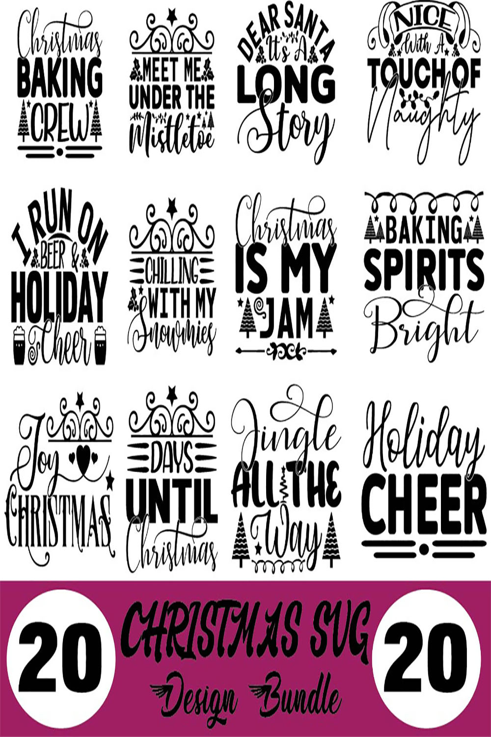 Christmas SVG Designs Bundle pinterest preview image.