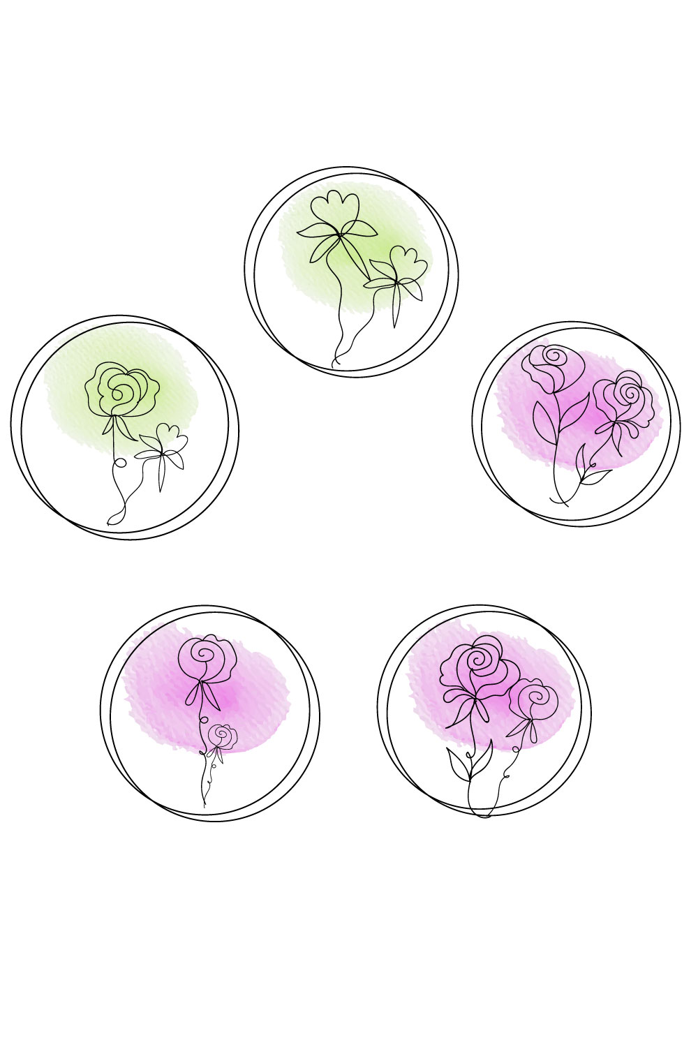 Floral Liner art bundle pinterest preview image.