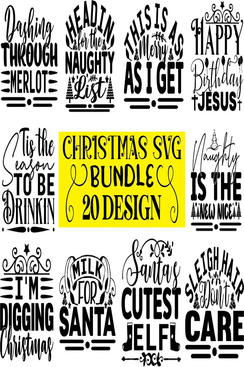 Christmas SVG Designs Bundle pinterest preview image.