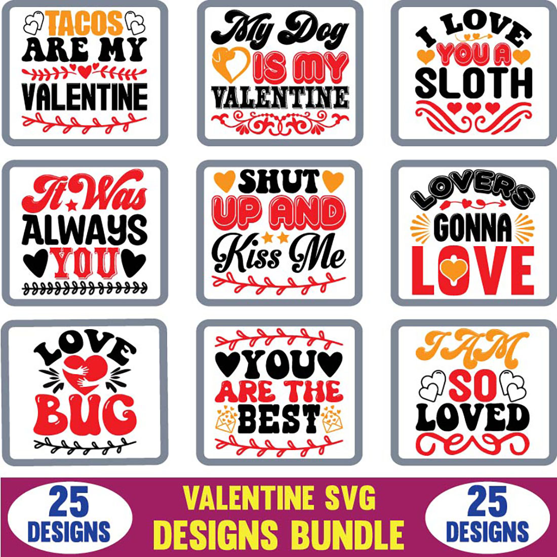 Valentine SVG Designs Bundle T-shirt image cover.