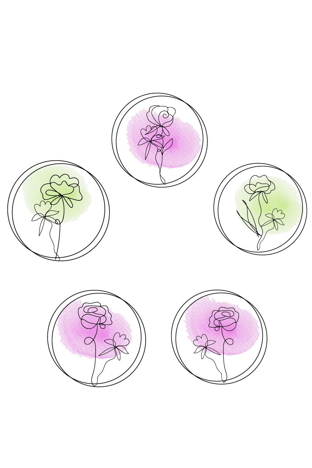 Watercolor rose svg bundle pinterest preview image.