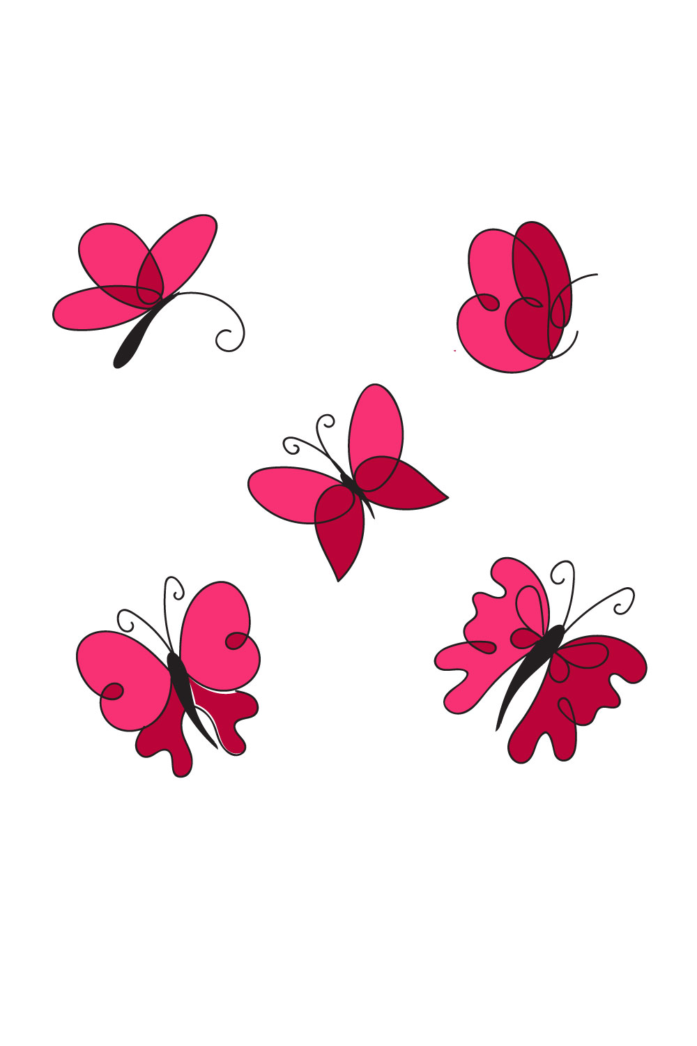Butterfly liner art bundle pinterest preview image.