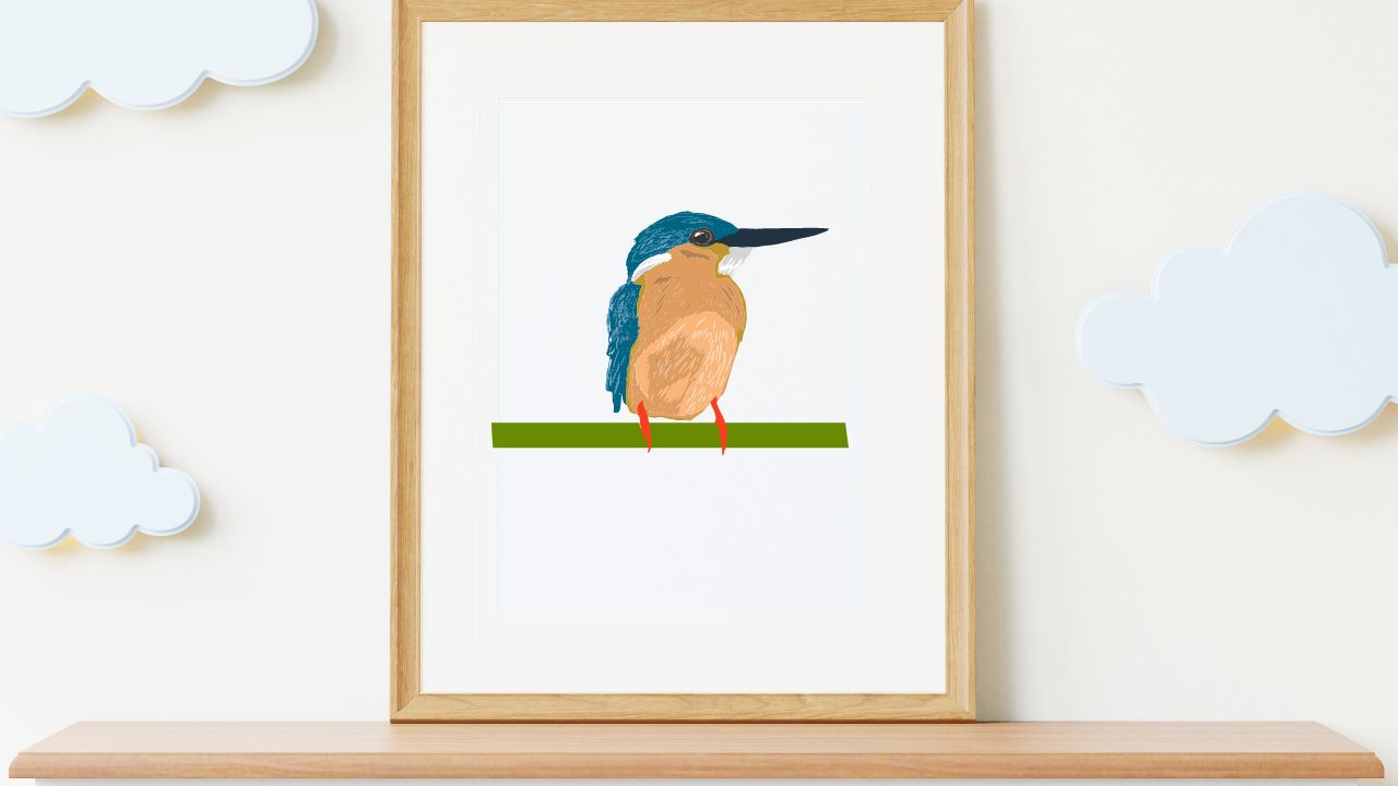 Classic bird poster with wooden frame.