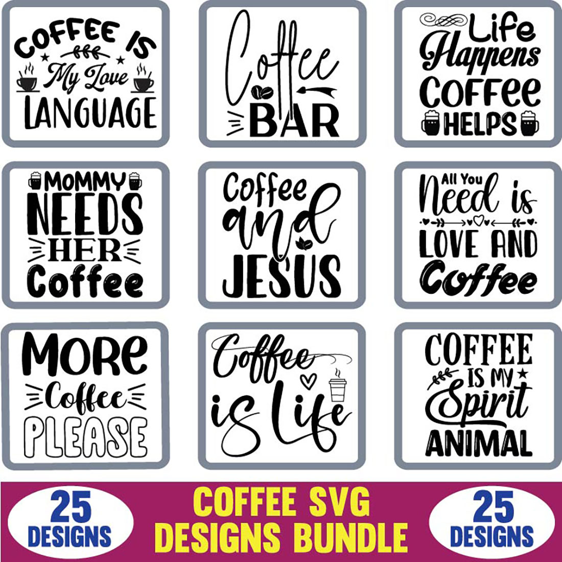 Coffee SVG Designs Bundle cover image.