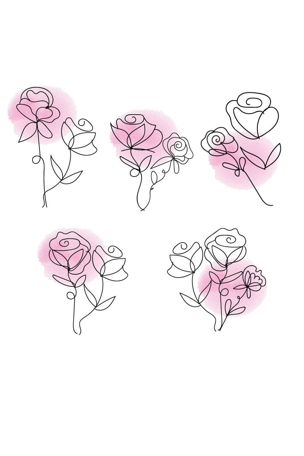 Rose watercolor svg bundle pinterest preview image.