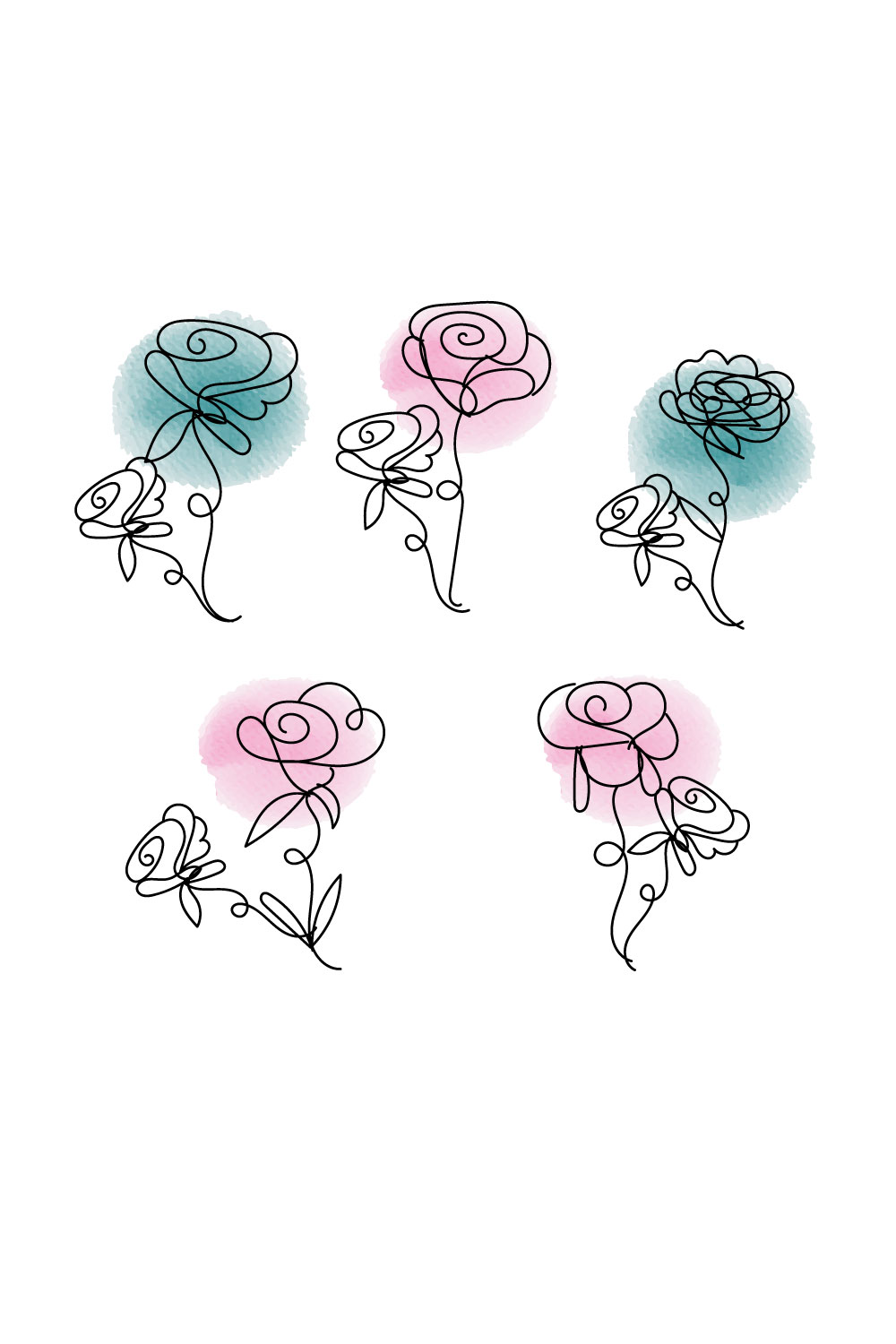 Rose watercolor svg bundle pinterest preview image.