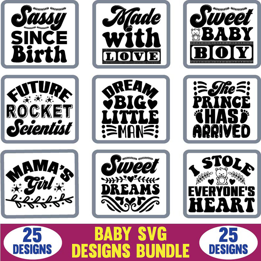 Baby SVG Designs Bundle image preview.