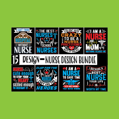 Nurse T-Shirt Design Bundle main cover