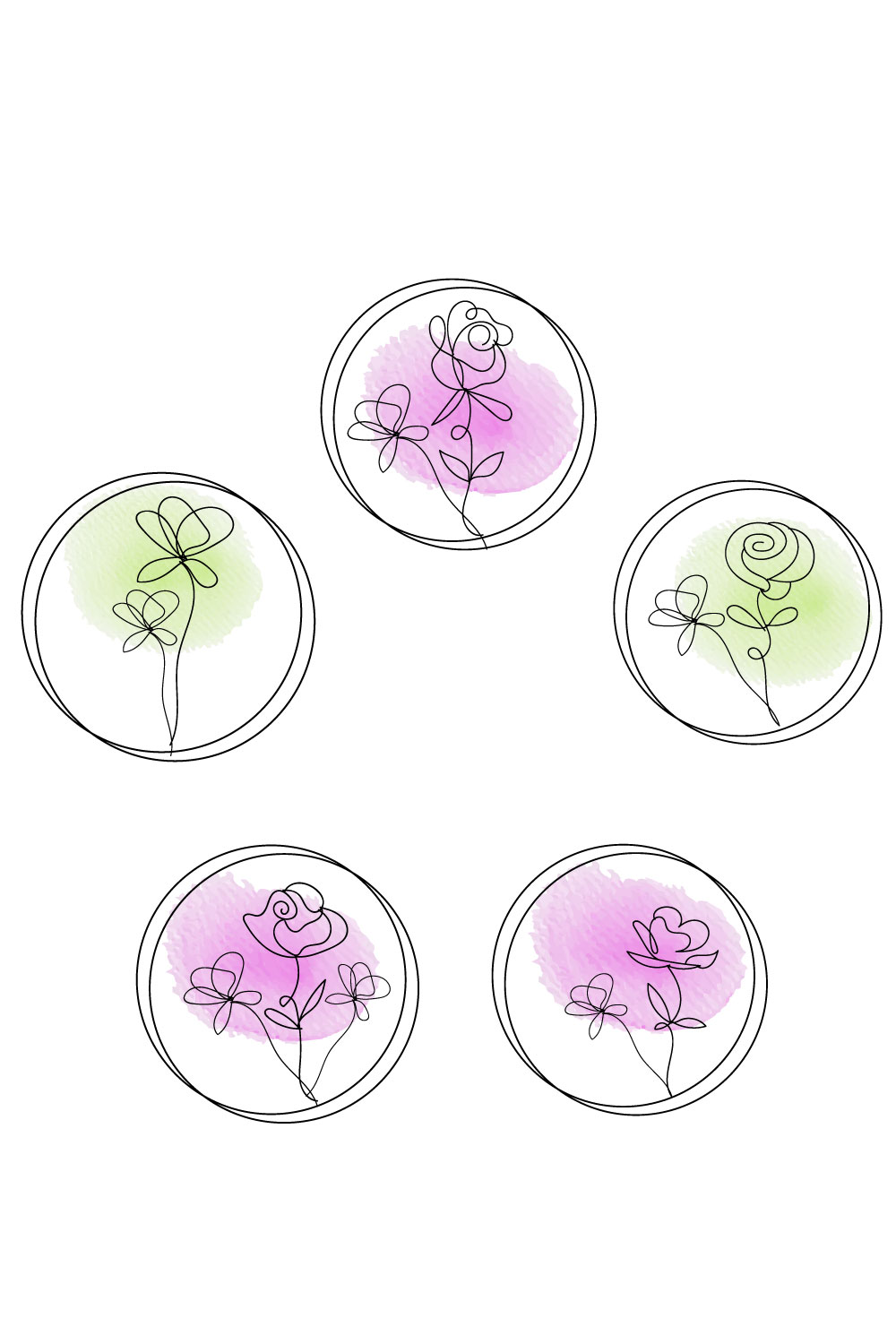 Rose watercolor bundle pinterest preview image.