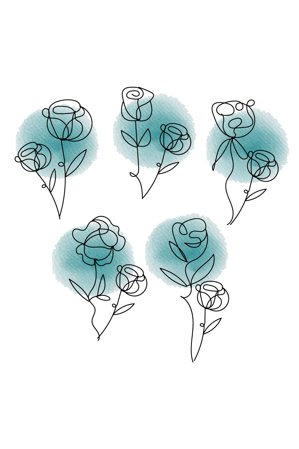 Rose watercolor svg bundle pinterest preview image.