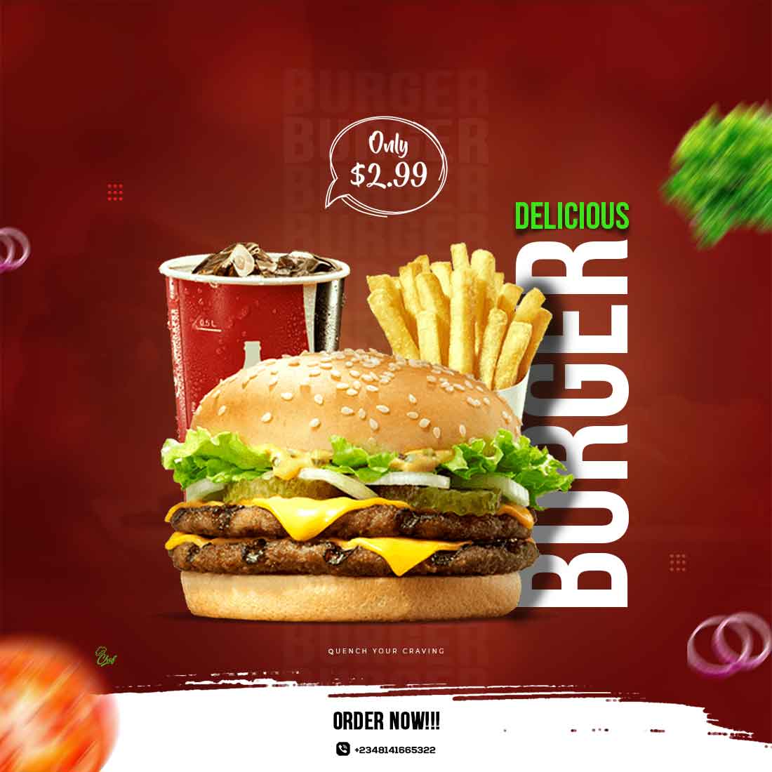 Trendy Burger Flyer Design main cover.