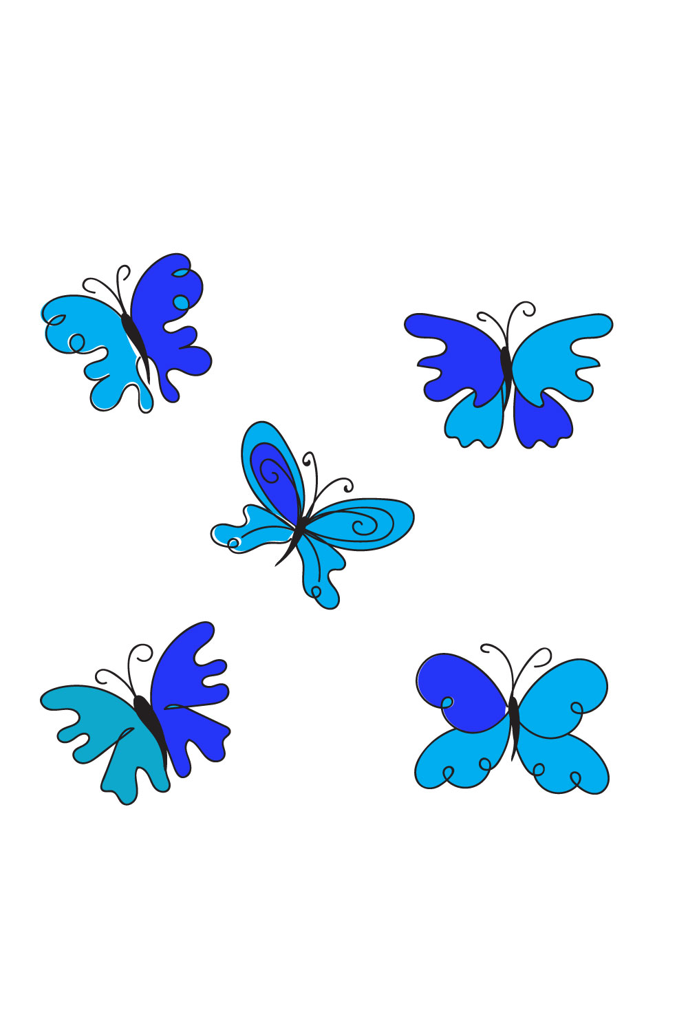 Butterfly Blue Line Art Illustrations - Pinterest.