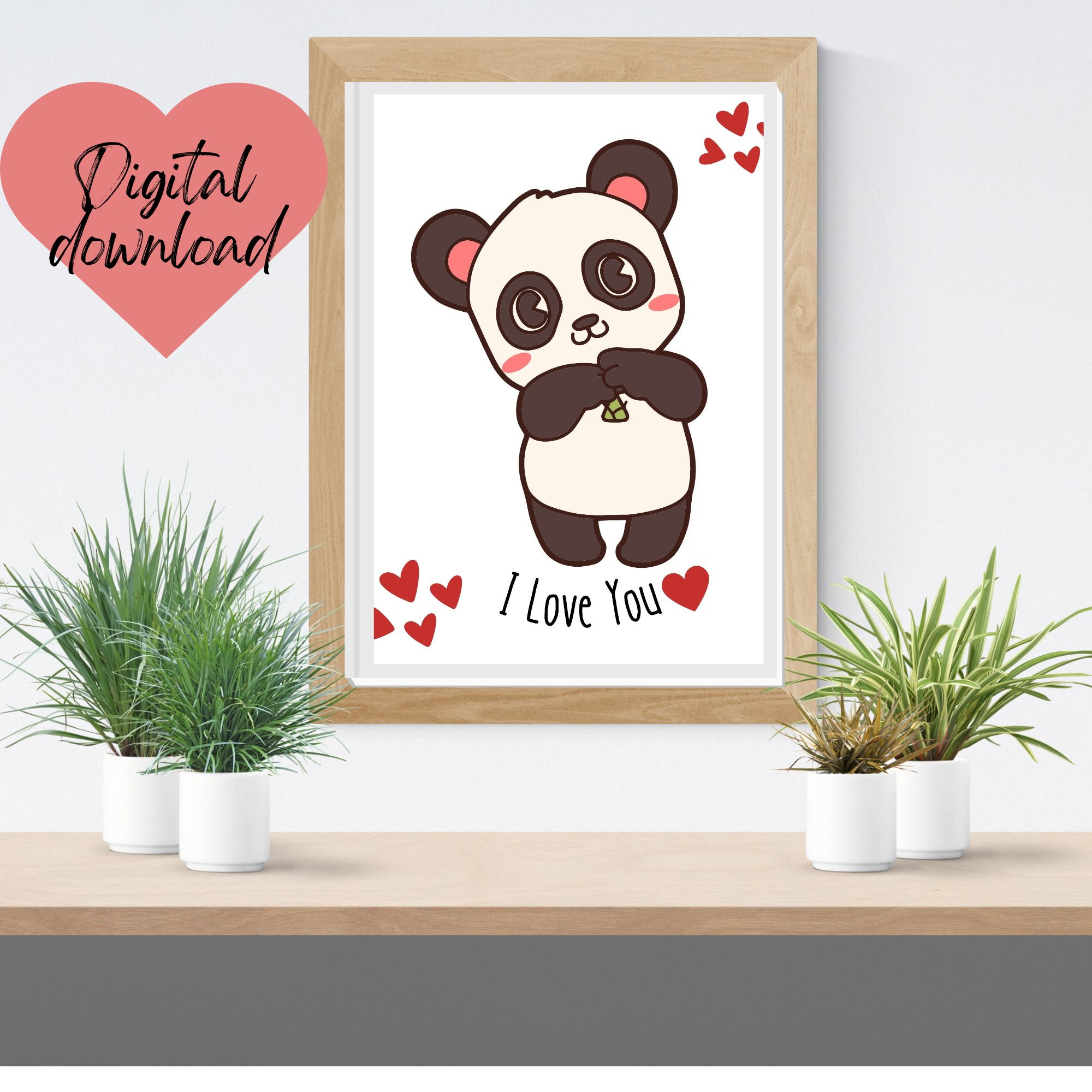 Gallery Wall Art, Valentine Gift Printable Panda cover image.