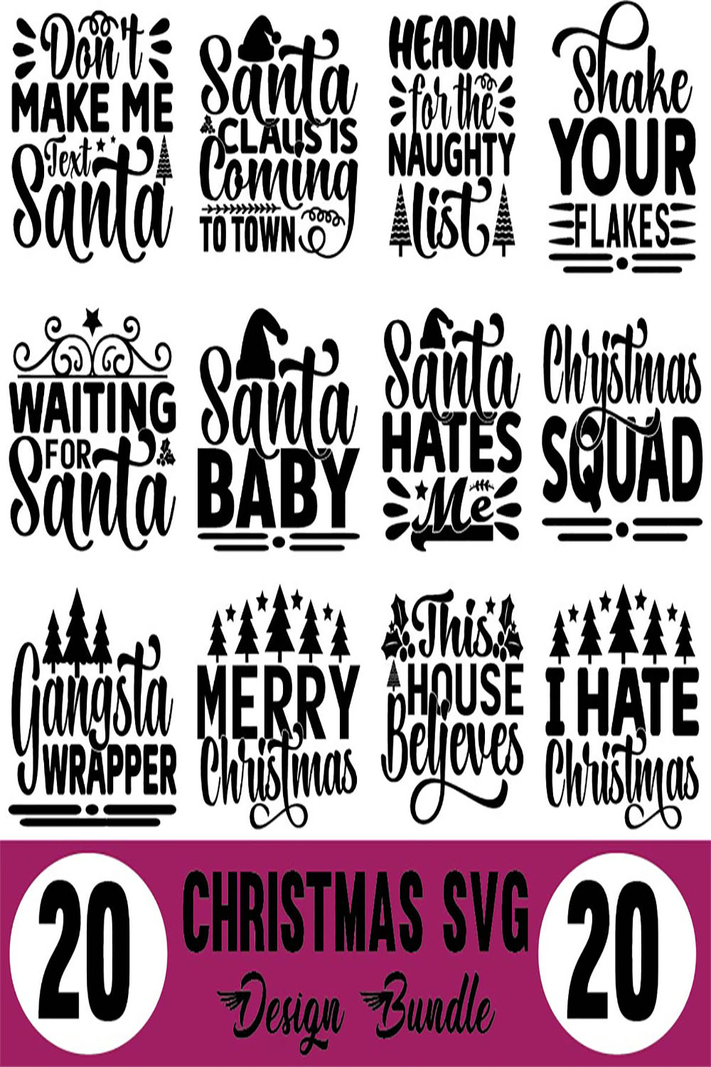 Christmas SVG Designs Bundle pinterest preview image.