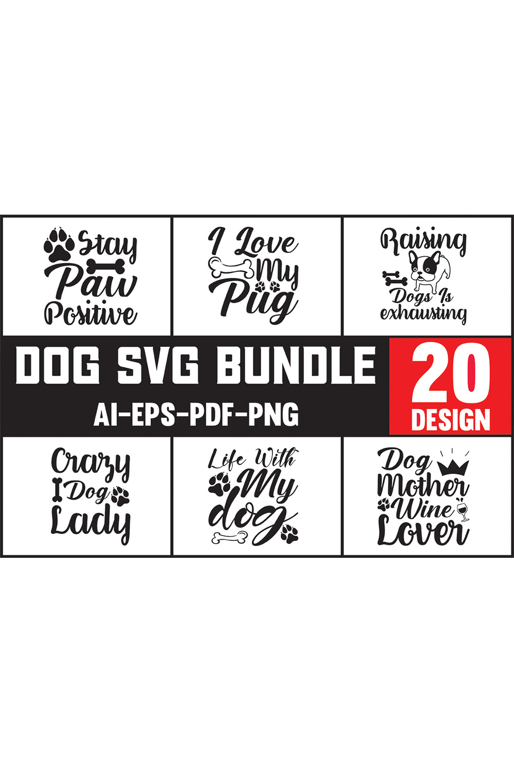 Dog svg bundle with 20 designs.