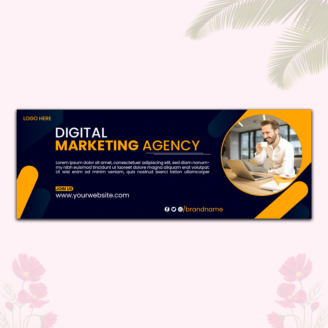 Digital Marketing Agency Facebook Cover Design Template.