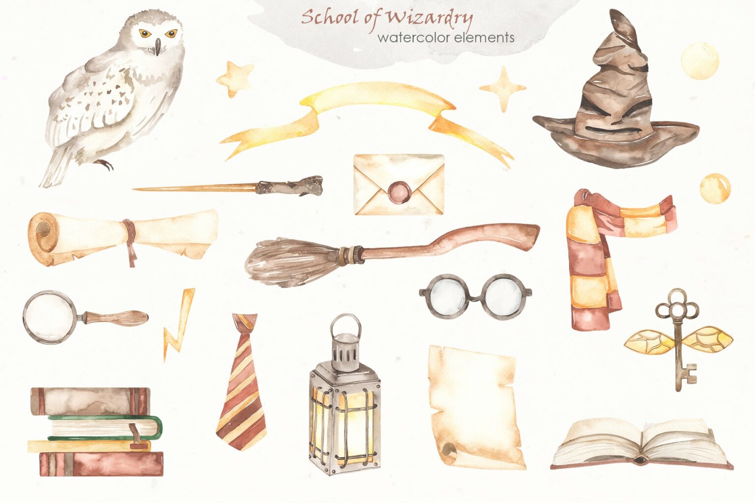 School Of Wizardry Watercolor – MasterBundles