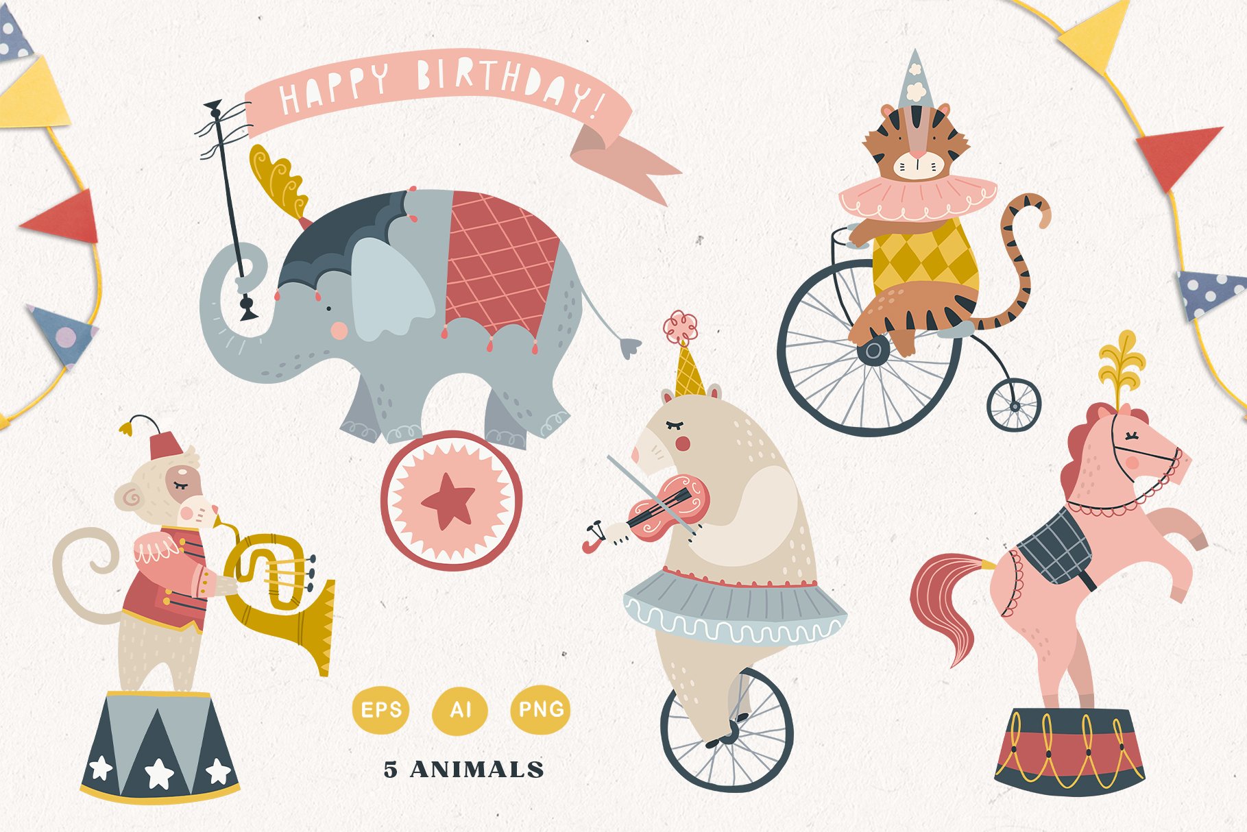 Circus Animals elements preview.